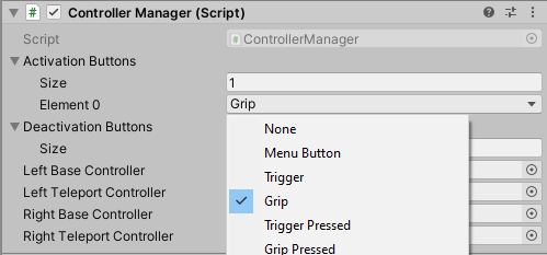 Figure 08: Adding a Teleport Activation Button to the Controller Manager