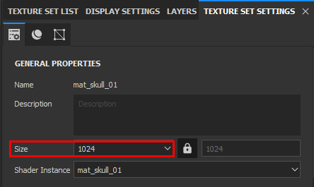 Figure 04: Setting the Texture size in the Texture Set Settings window
