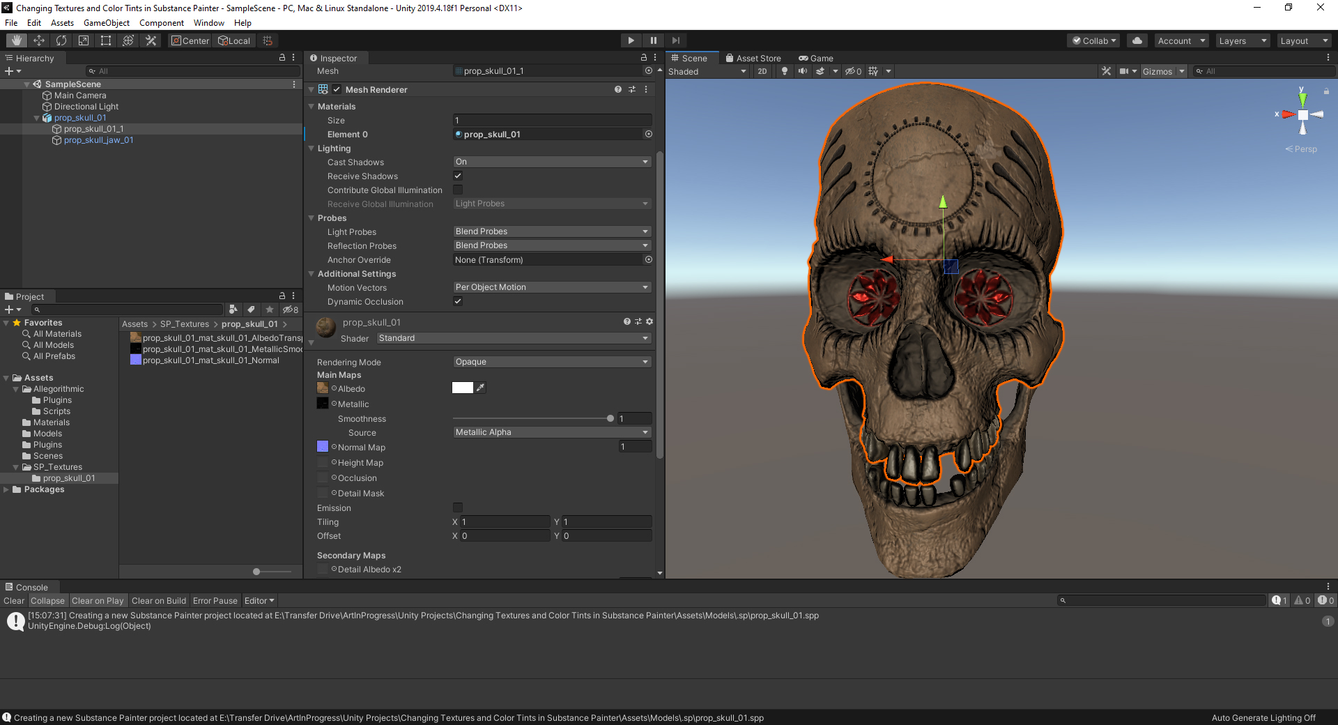 Figure 01: Assets can be modified directly from Unity in Substance Painter to create a unique look.