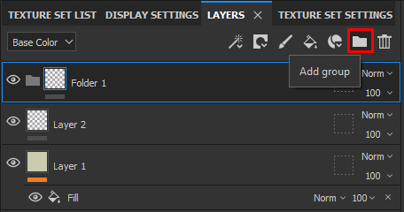 Figure 10: Adding a Layer Group in the Layers panel