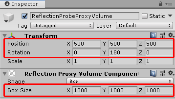 Figure 08: Sample settings for a Reflection Probe Proxy Volume component