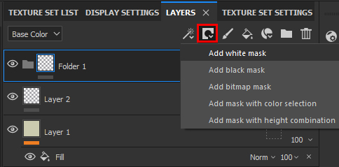 Figure 11: Adding a white mask to the selected layer in the Layers panel