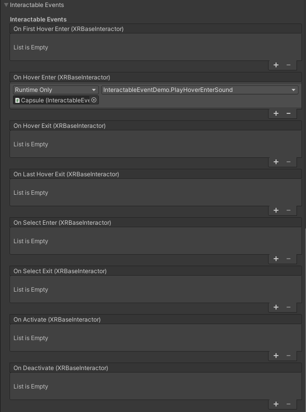 Figure 03: Interactable events