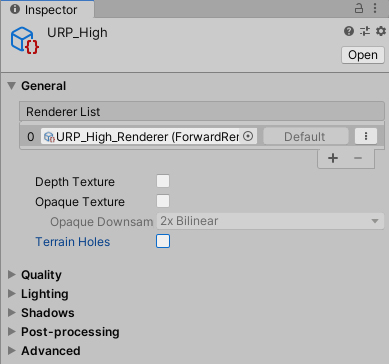 Figure 05: The General settings on the URP Asset