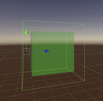 Alt-text: The post-process volume is highlighted in Unity’s Scene view.