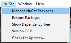 Figure 04: Menu entry for managing NuGet Packages