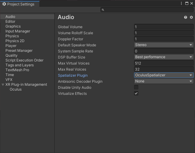 Figure 11: Assigning a Spatializer Plugin