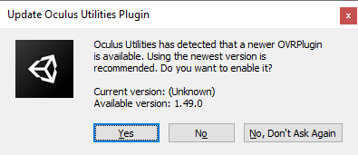 Figure 09: Updating the Oculus Utilities Plugin