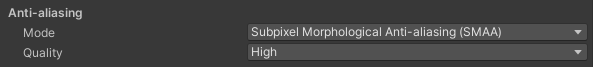 SMAA setting in the Post-process Layer.