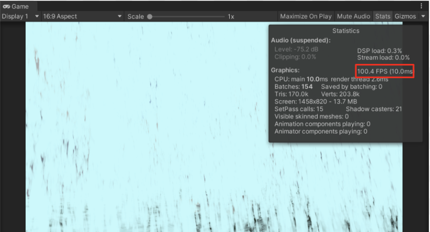 VFX Graph with one million particles, running at 100.4 frames per second