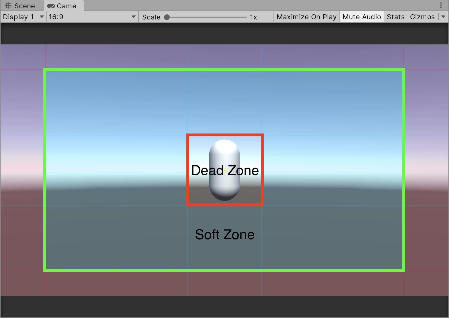 Figure 03: Adjusting the Dead Zone and Soft Zone in the Game view