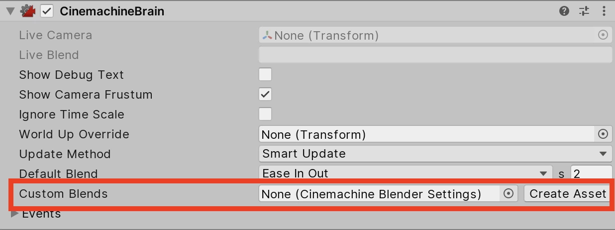 Figure 02: Click here to create a Cinemachine Blender Settings file.