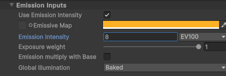 HDRP’s Lit shader Emission properties
