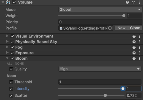 Addition of HDRP's Bloom effect