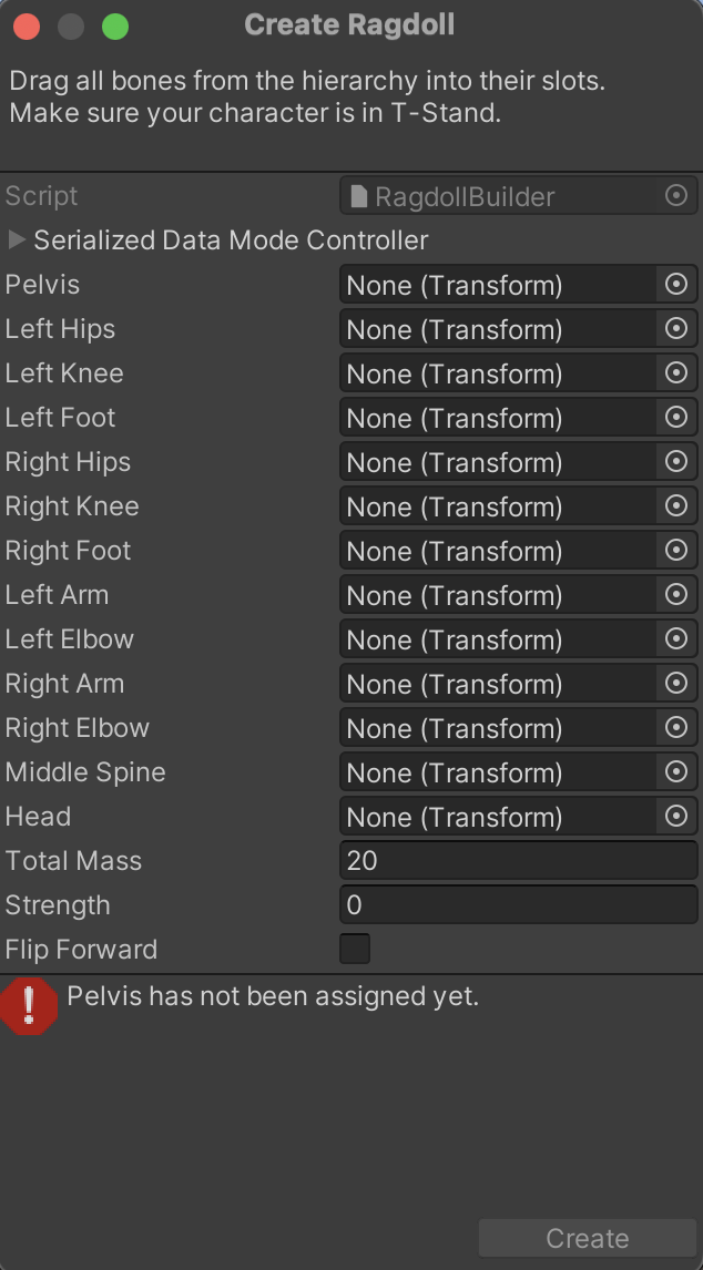 Figure 02: An initial look at the Ragdoll Wizard.