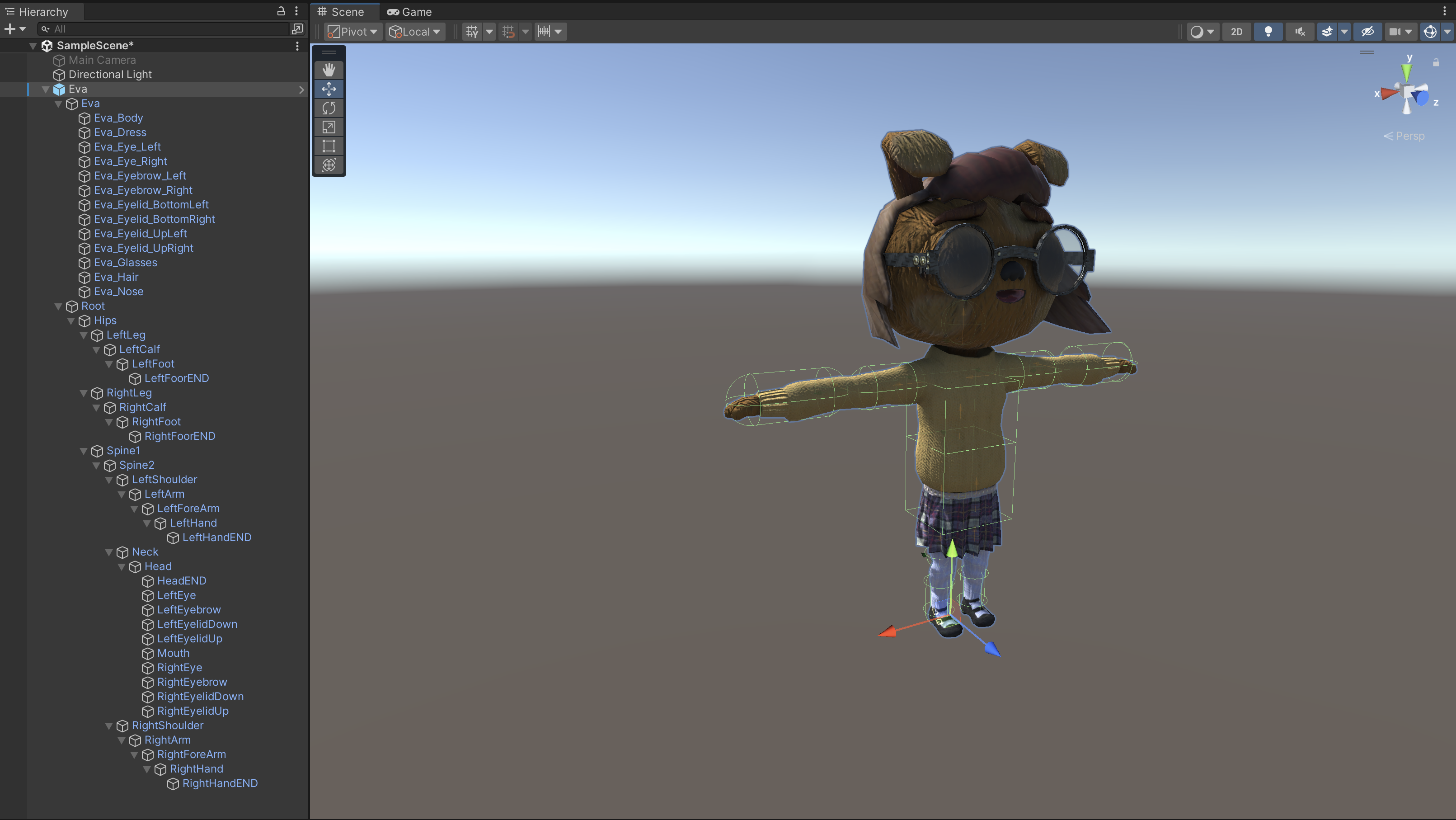 Figure 05: The Ragdoll Wizard generates and conforms Capsule Colliders to every bone that was assigned.