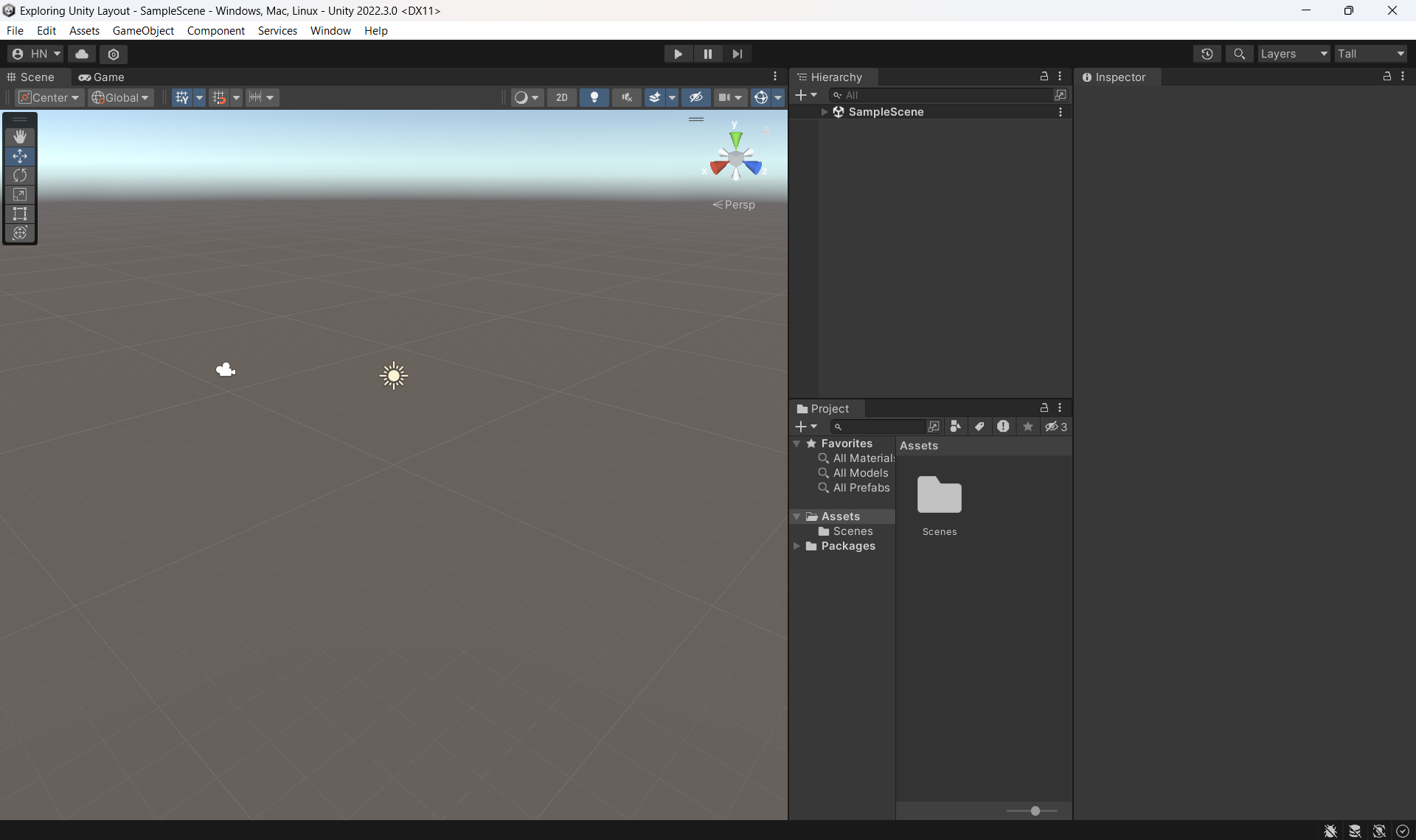 Figure 04: The Tall Layout maximizes space for the scene window