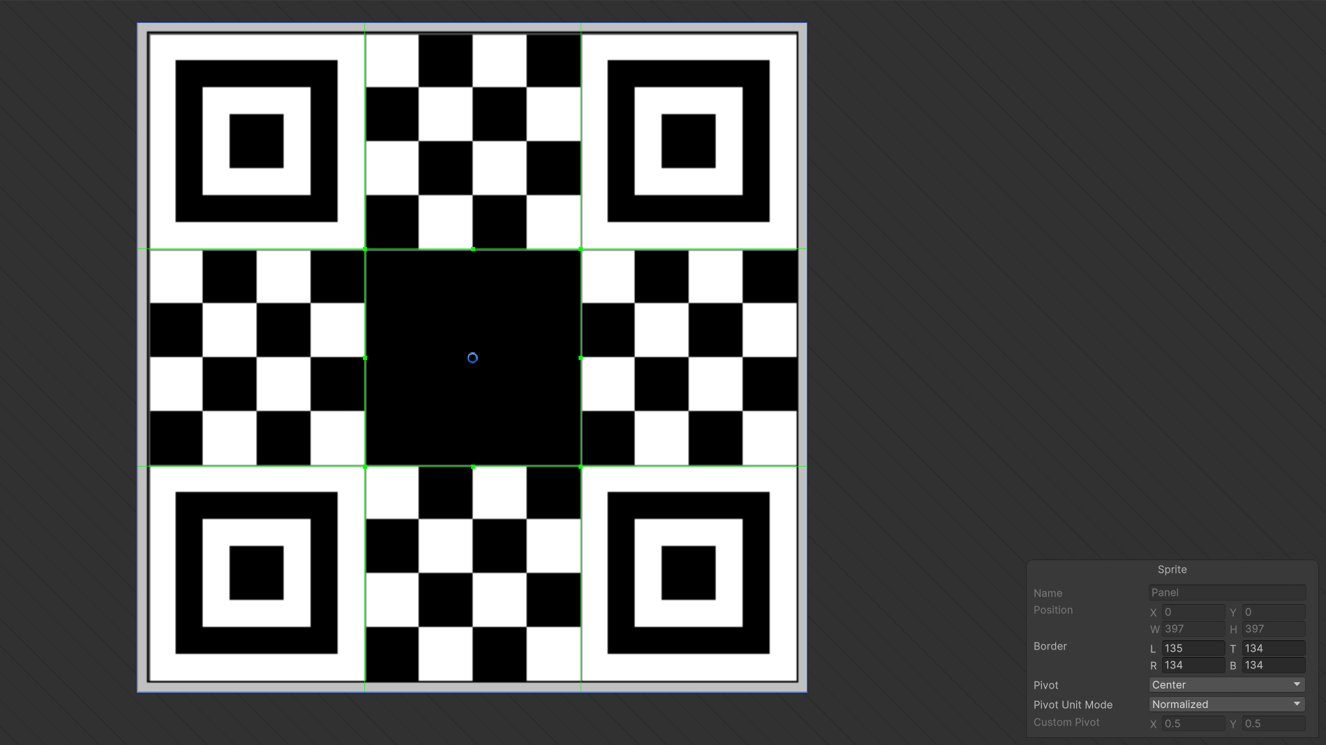 Figure 05: The example Sprite was created to emulate 8-bit systems, but the center, corners, and edges don’t need to be the same size.