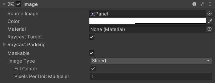 Figure 06: The default settings for the UI panel