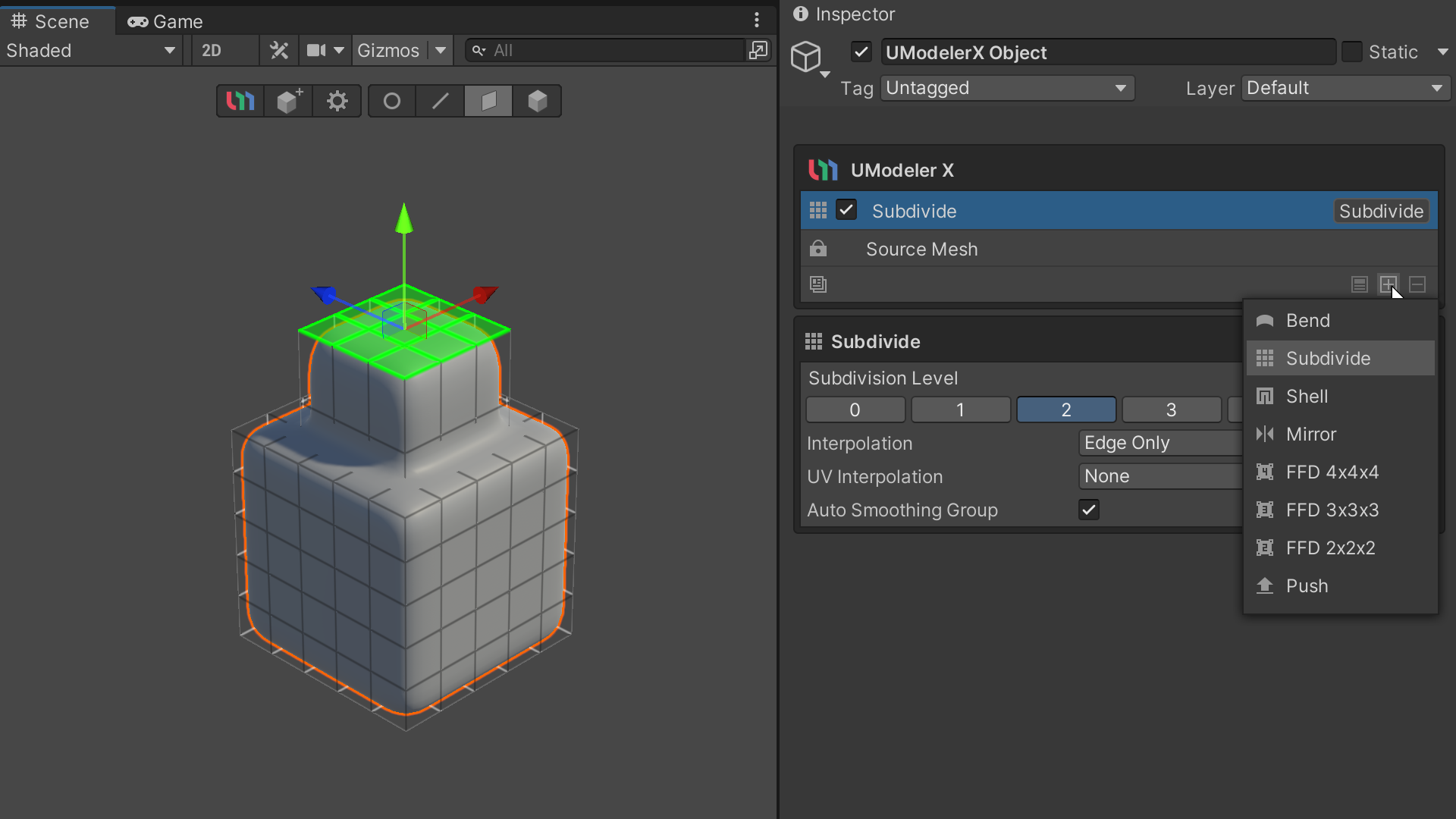 Transform a model with the Modifier System