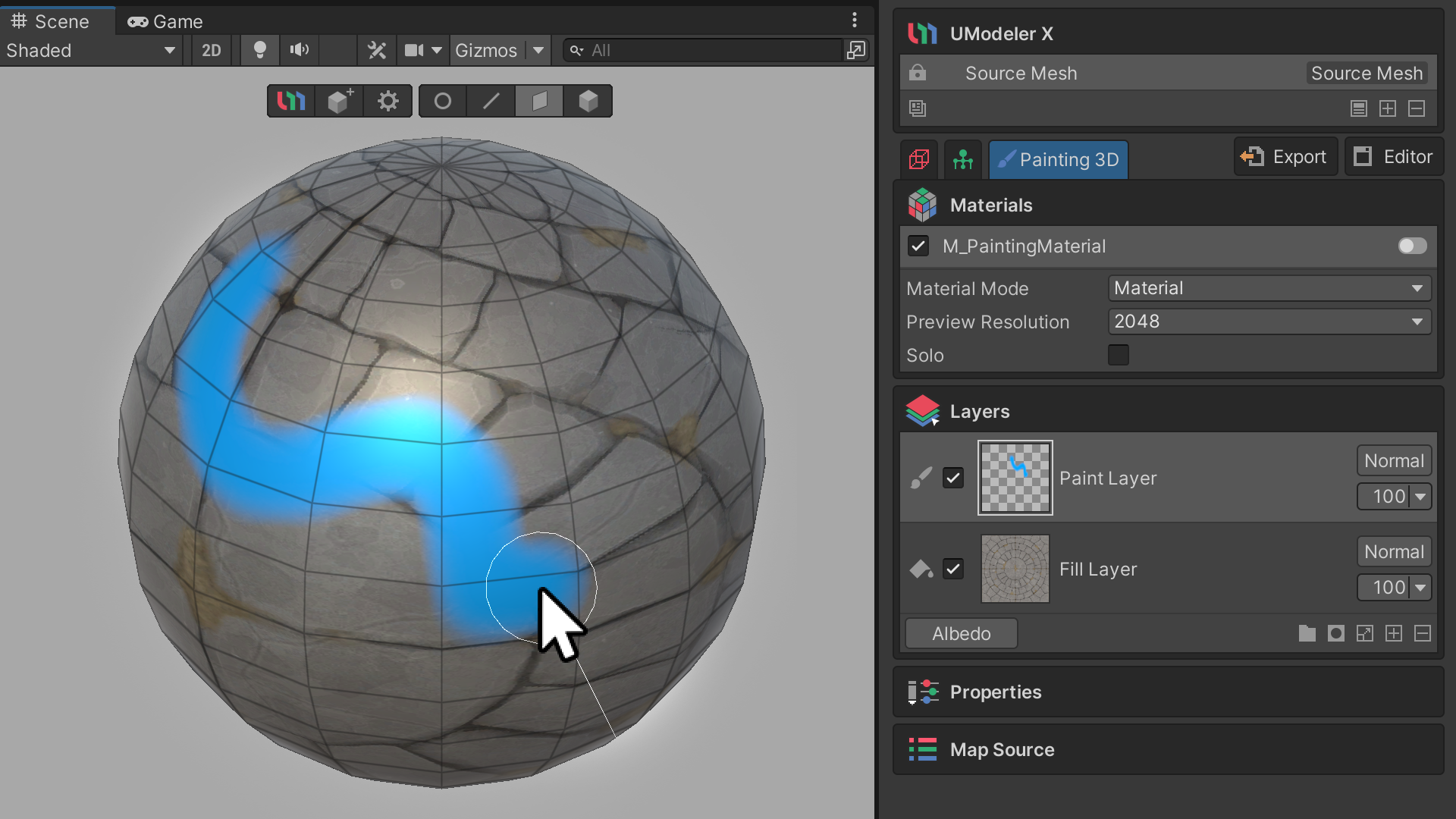 Painting on the model surface with Painting 3D Mode