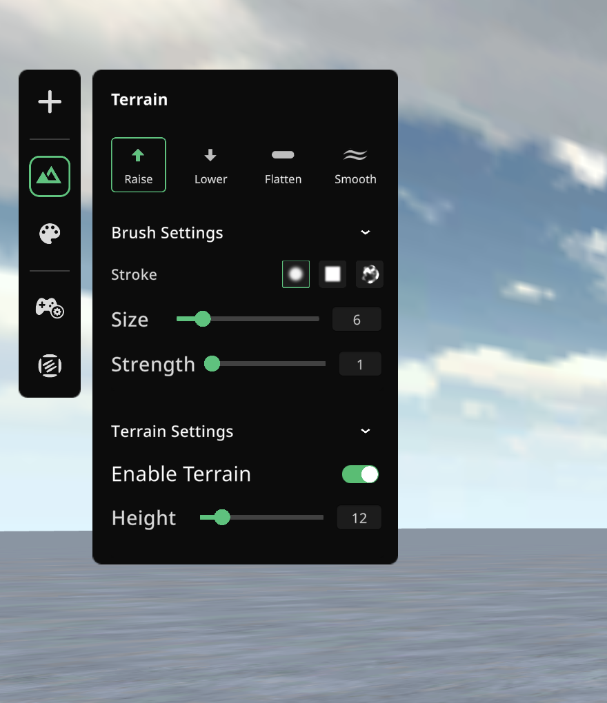 The Terrain brush palette in Struckd Studio
