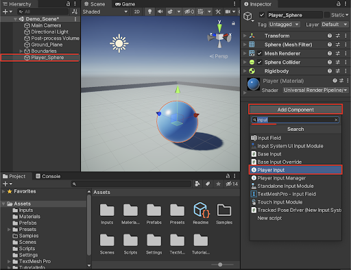 Adding the Player Input component